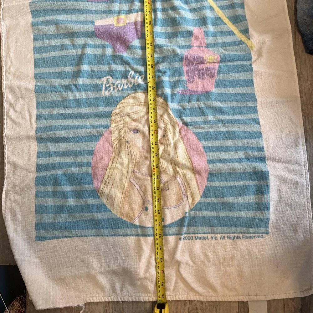 Barbie Beach Towel Girl Swimsuit Mattel  2000 Vintage 24x50
